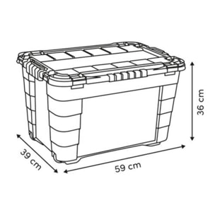 Boîte de rangement rectangulaire Block'it 60L transparent