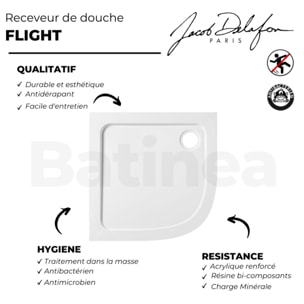 Receveur de douche antidérapant 100 x 80 Flight quart de rond angle à gauche