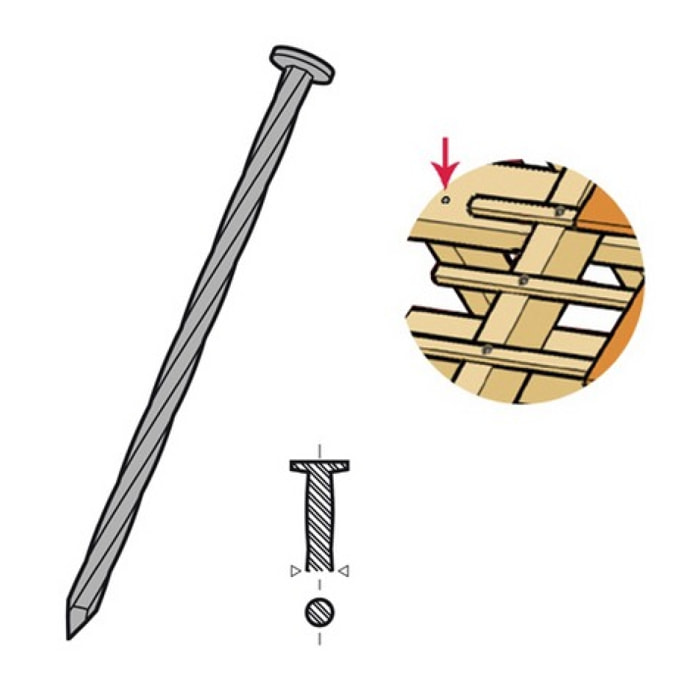 Pointe torsadée en acier clair 3.90x90 mm DIMOS - Boite 5 Kg - 780506