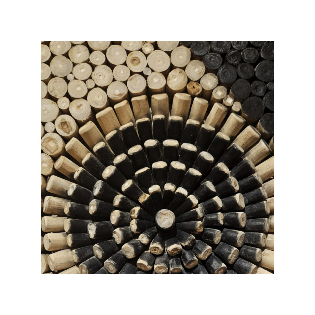 Décoration murale originale en bois peinture noir Yin Yang style bohème D.80cm - YIN