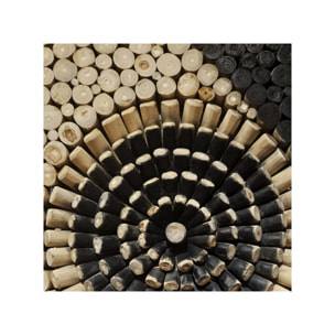 Décoration murale originale en bois peinture noir Yin Yang style bohème D.80cm - YIN