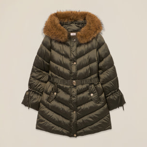 Oltre - Plumífero midi con cinturón - Verde militare