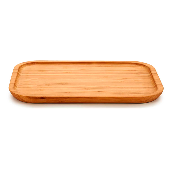 Piccolo vassoio rettangolare in bamboo per antipasti. 25x18 cm