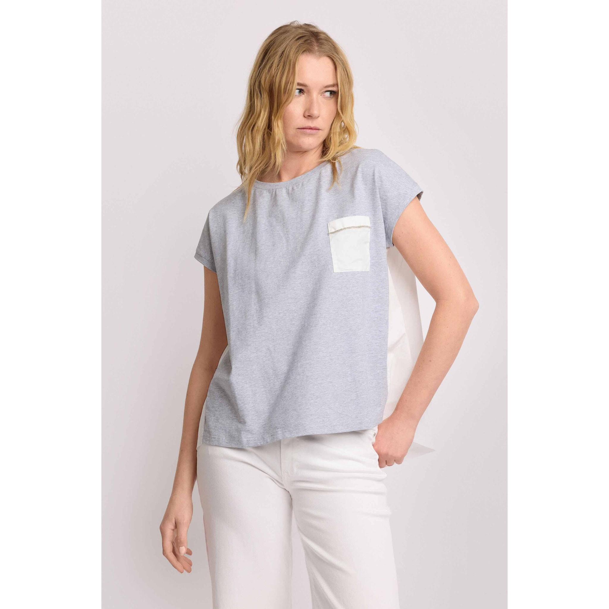 Kocca - T-shirt con taschino Donna, Tinta unita, Girocollo