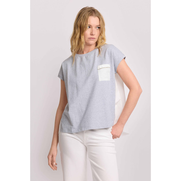 Kocca - T-shirt con taschino Donna, Tinta unita, Girocollo