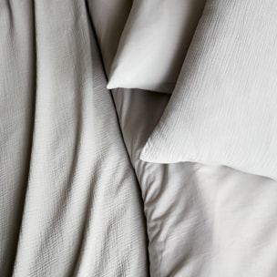 Parure de lit gaze de coton 2 places gris clair ALIX