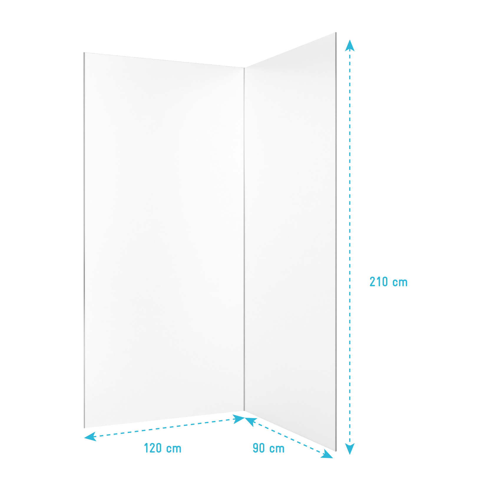 Lot de 2 Panneaux Muraux Aluminium Blanc 90+120 x 210 cm avec Profilés Chrome - WALL'IT