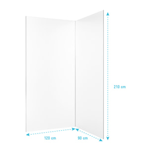 Lot de 2 Panneaux Muraux Aluminium Blanc 90+120 x 210 cm avec Profilés Chrome - WALL'IT