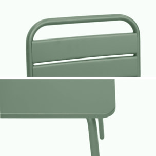Table de jardin enfant métal + 2 assises vert de gris Anna. 48x48cm
