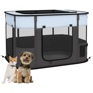 Parc pour chien pliable dim. 94L x 74l x 60H cm tissu Oxford gris noir