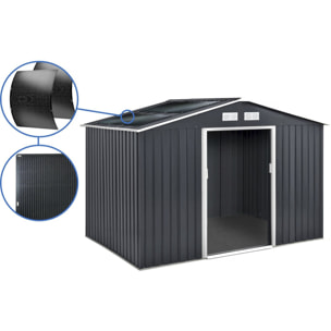 Abri de jardin métal - "Vegas" - 7.06 m² avec panneaux solaires - Gris