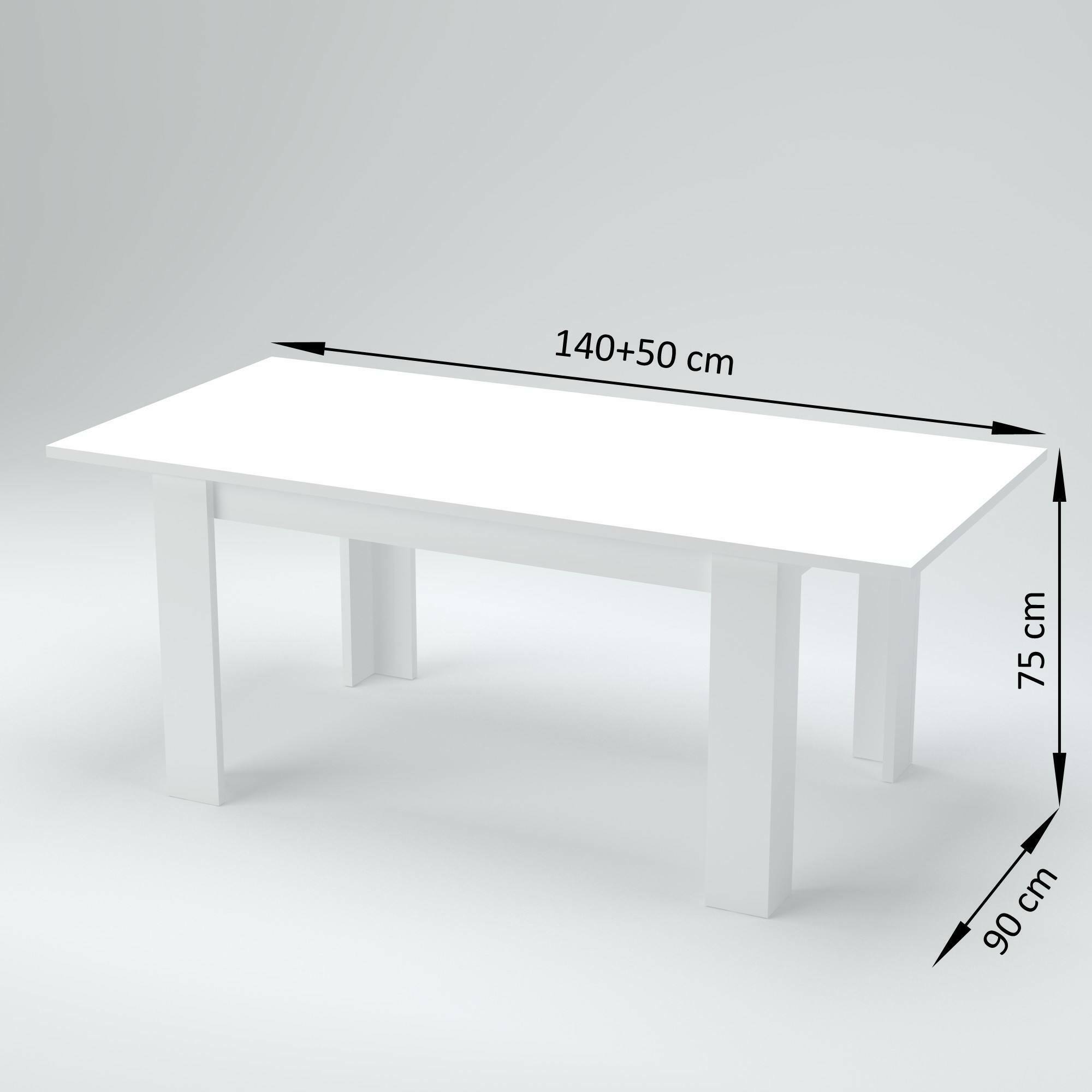 Tavolo per sala da pranzo estensibile, Made in Italy, Tavolo moderno con allunghe, Consolle allungabile, cm 140/190x90h75, colore Bianco lucido