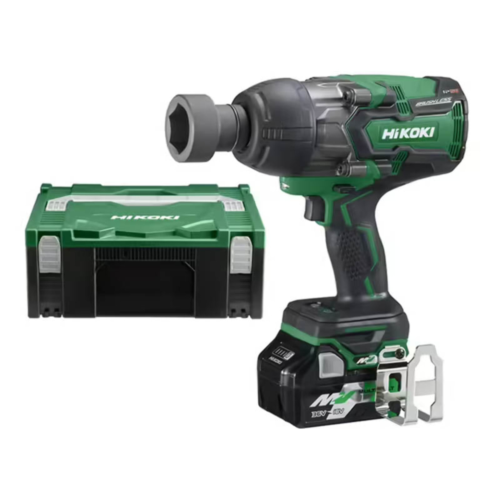Boulonneuse choc MultiVolt 1100Nm 36V (2x18v) Brushless carré 3/4' IP56 HC - HIKOKI - avec 2 batteries 2,5Ah - chargeur - SYTAINER - WR36DAWRZ