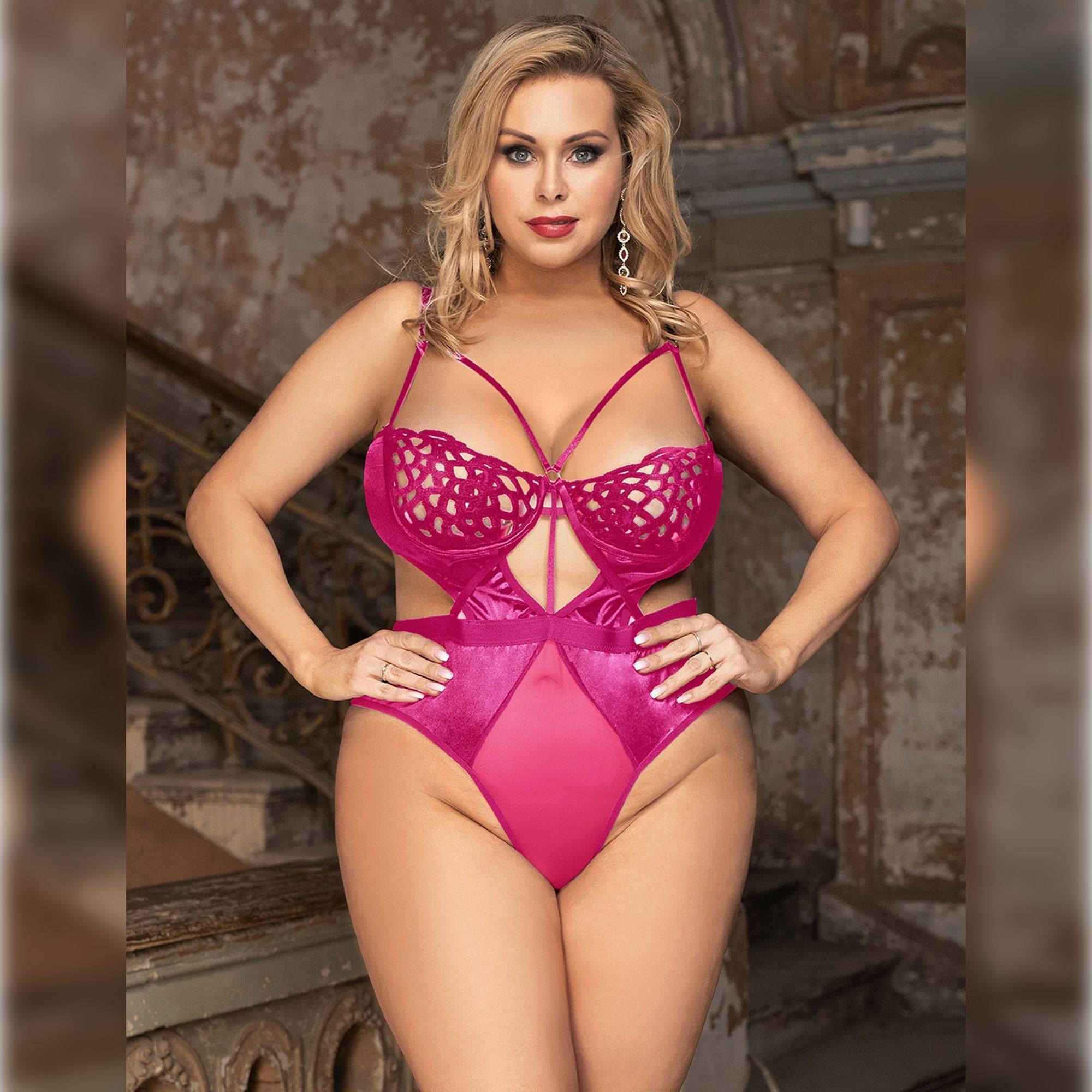 Body rosa de encaje con aro