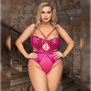Body rosa de encaje con aro