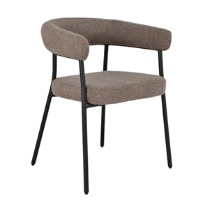Sadie - lot de 2 chaises FSC  100% en tissu texturé - pieds en acier - Marron