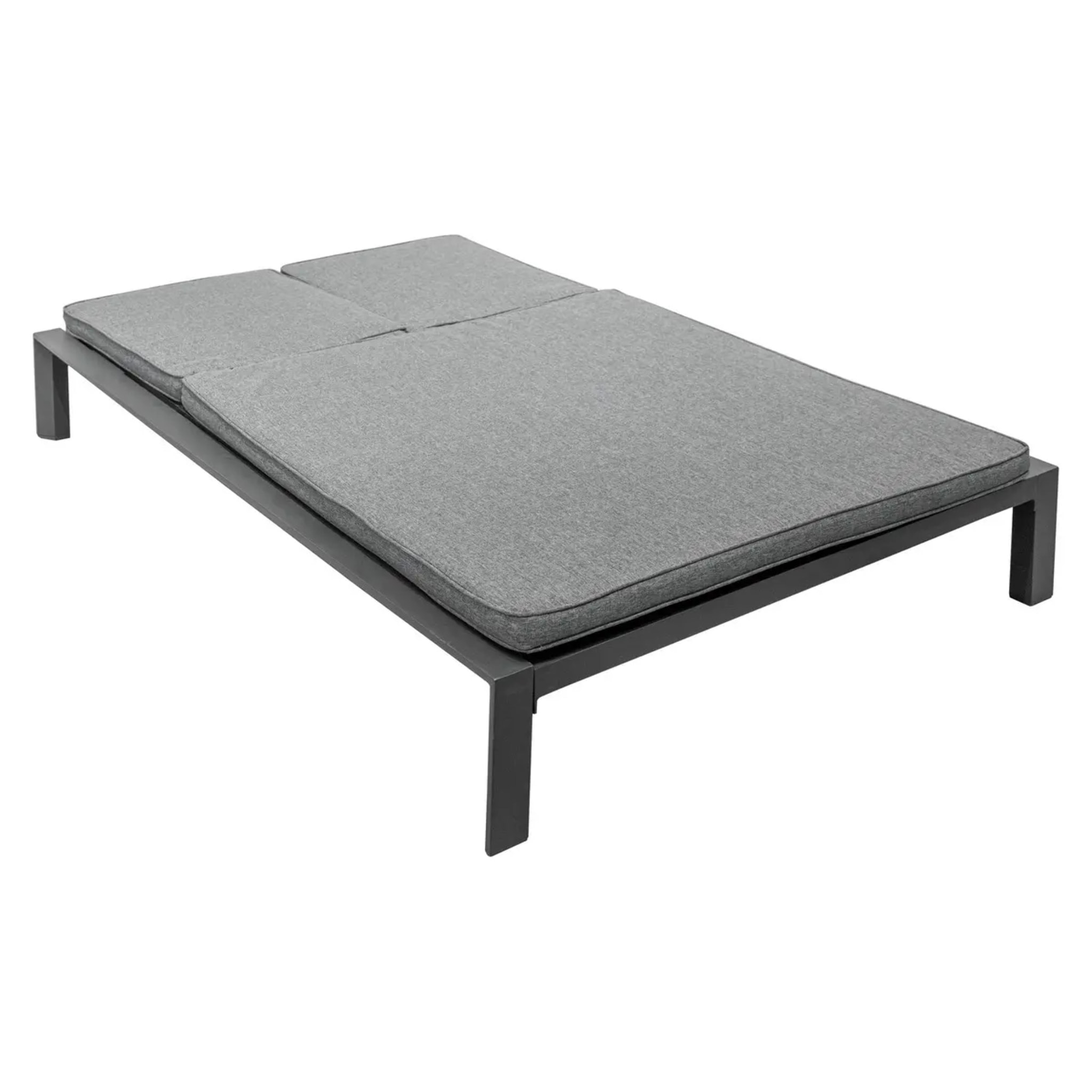 Lit de piscine double "Evasion" anthracite & graphite 2 places en aluminium traité époxy
