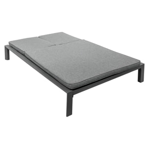 Lit de piscine double "Evasion" anthracite & graphite 2 places en aluminium traité époxy