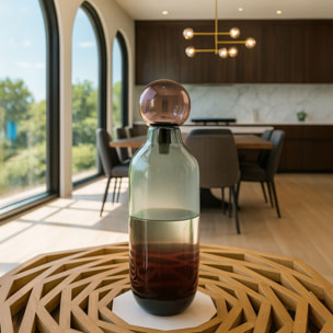 Vase avec bouchon bordeaux et gris en verre h46cm MAJESTY