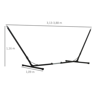 Support pied de hamac réglable structure robuste métal époxy noir dim. 3,08-3,80L x 1,08l x 1,20H m