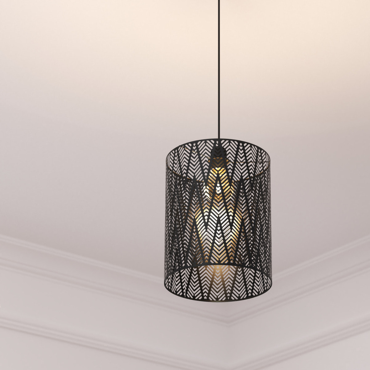 Suspension "Cota" noire - métal ajouré D25 cm