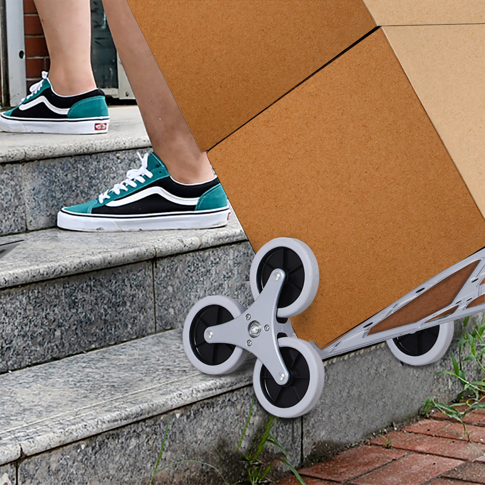 Carretilla Plegable para Escalera con Ruedas Carga 70kg Carretilla de Mano Portátil para Entrega Almacenes Mercado Viajar Mudarse