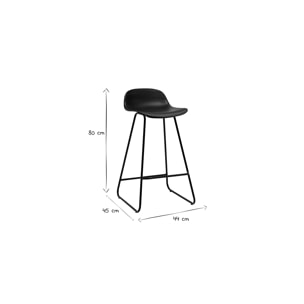 Tabourets de bar design noirs H65 cm (lot de 2) ELLA