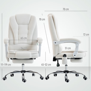 Fauteuil de bureau direction massant chauffant inclinable réglable bouclette blanc