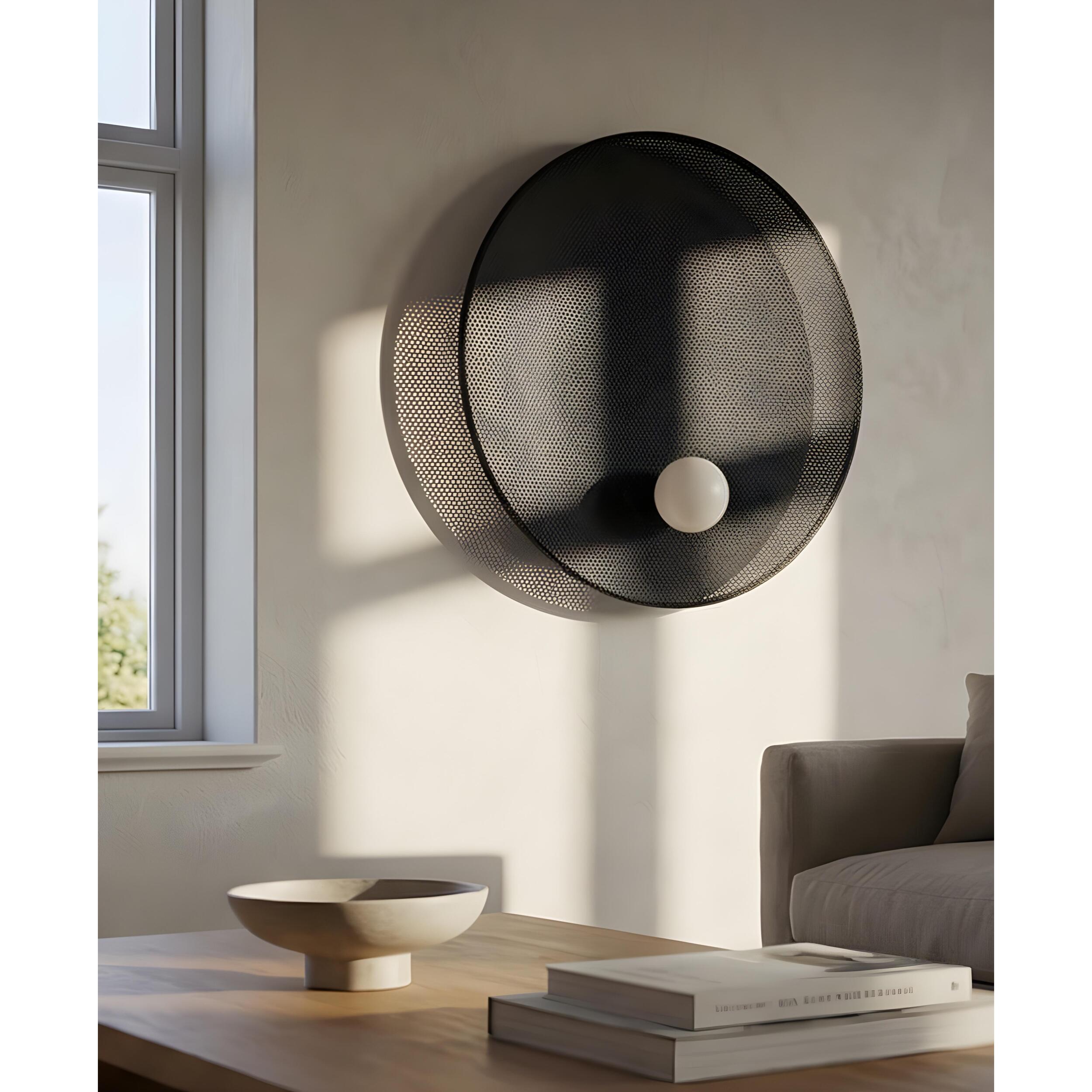 LEDS C4 Trip - Aplique de Pared Interior Ø460mm E14 Aluminio y Acero Negro con Difusor de Cristal Opal