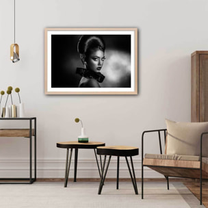 Affiche photo Lady anita en collerette Affiche + cadre en bois - Chêne