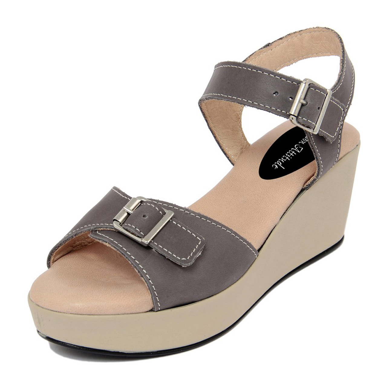 SANDALO IN PELLE MADE IN ITALY color Grigio