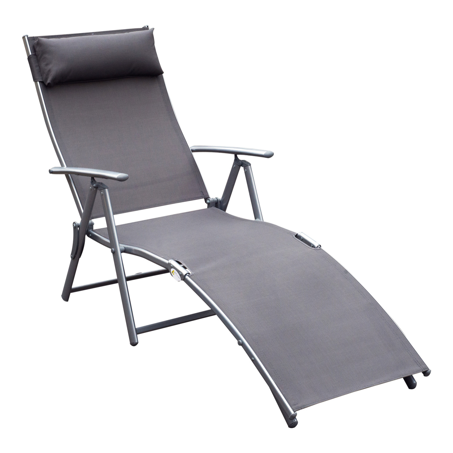 Tumbona Plegable Respaldo Ajustable a 7 Niveles Almohada Metal