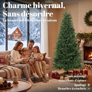 Sapin de Noël artificiel touffu grande taille H.180 cm épicéa piètement bois