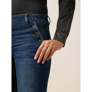 Oltre - Jeans flare con dettaglio di bottoni - Blu