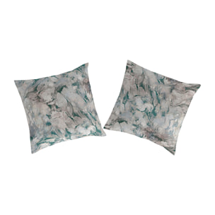 2 Fundas de almohada   ZARCI verde/gris 65x65 cm - 100% algodón -
