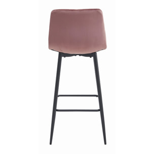 Set di 2 sgabelli da bar Nado in velluto rosa e gambe nere