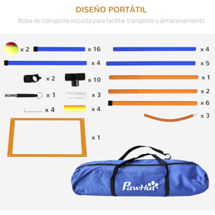Set de Entrenamiento de Agilidad para Perros de 4 Piezas Juego de Agilidad para Perros con Piquetes para Slalom Zona de Reposo Valla y Anillo de Salto Naranja y Azul