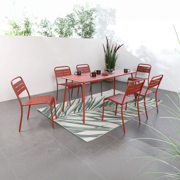 EVORA Salon de jardin repas 6 places terracotta