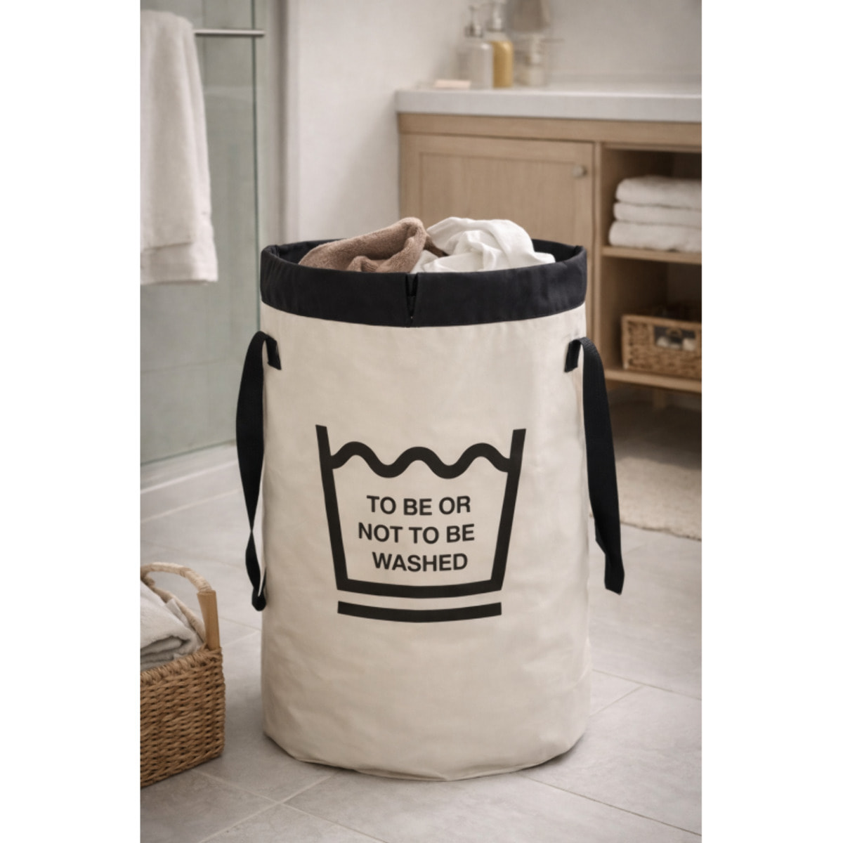 Panier à linge FUNWASH 75L Noir & Blanc Spirella