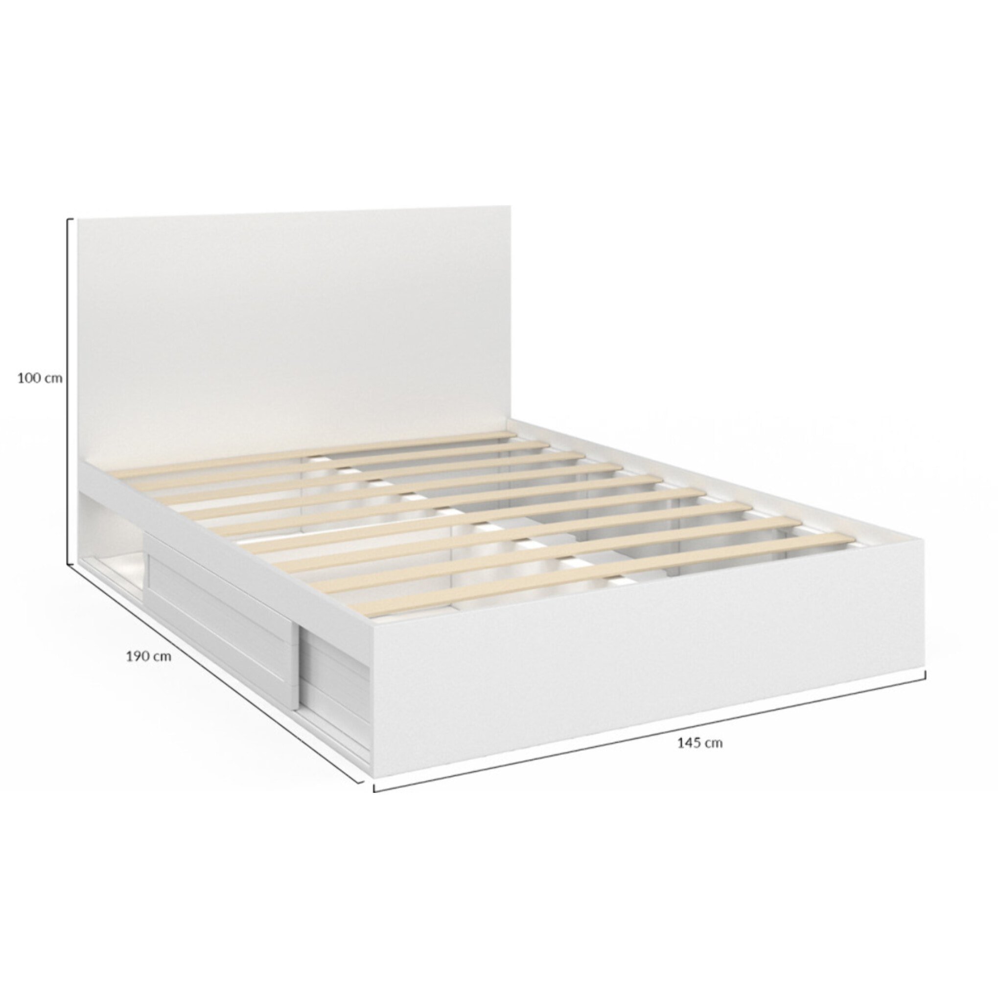 Lit Orem 140x190cm tiroir coulissant