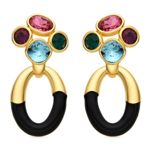 Pendientes con Circonita Multicolor acabado oro 18k