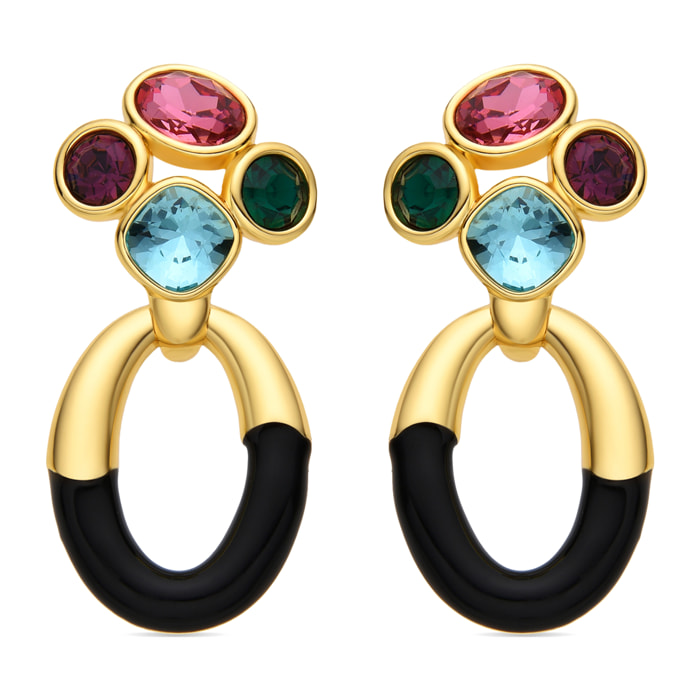 Pendientes con Circonita Multicolor acabado oro 18k