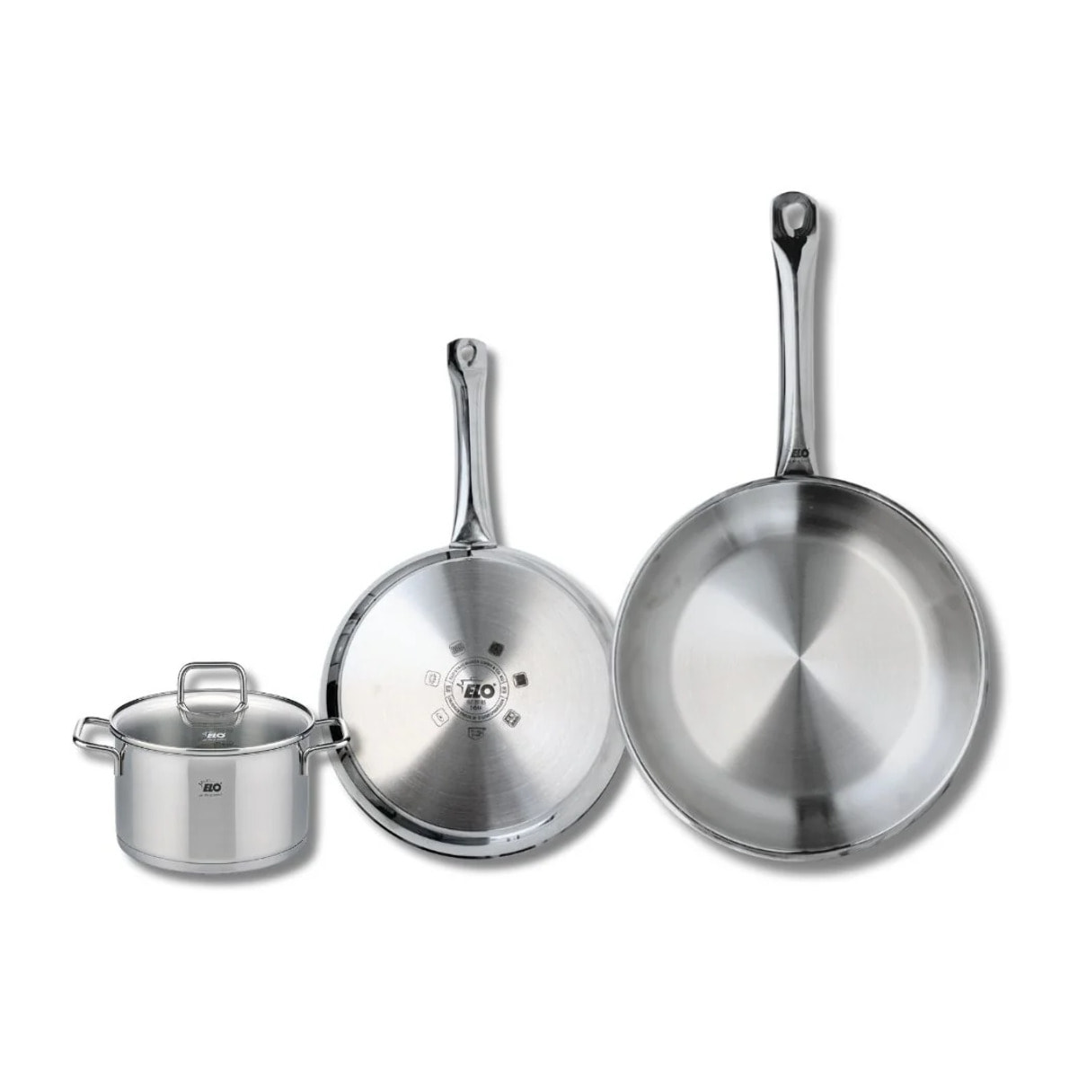 Set de 2 Poêles de cuisson 24 et 28 cm et 1 faitout 14 cm Elo Profi Citrin
