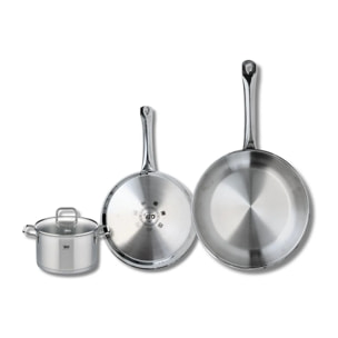 Set de 2 Poêles de cuisson 24 et 28 cm et 1 faitout 14 cm Elo Profi Citrin