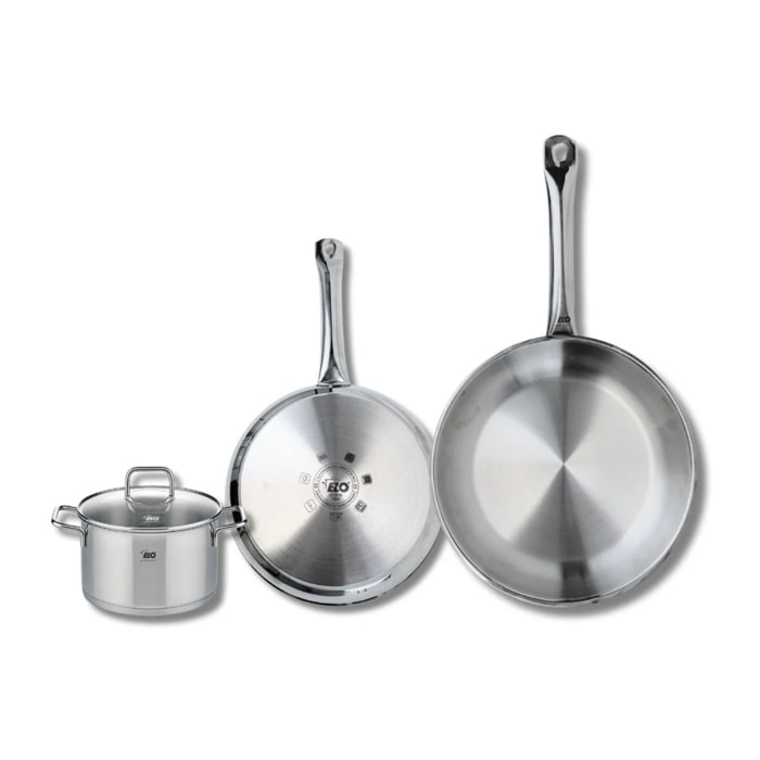 Set de 2 Poêles de cuisson 24 et 28 cm et 1 faitout 14 cm Elo Profi Citrin