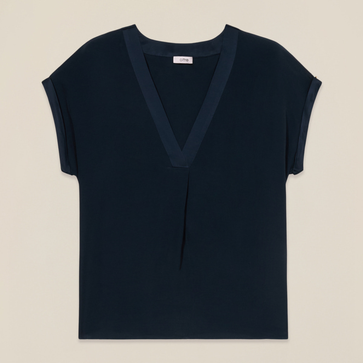 Oltre - Blusa scollo a V in viscosa - Blu