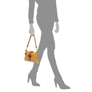 Allerona Bolso de mano Mujer.Piel auténtica Gamuza Grabado Serpiente