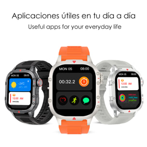 Smartwatch B04 con chiamate BT, notifiche push. Monitor sportivo e di salute. Corona multifunzione.