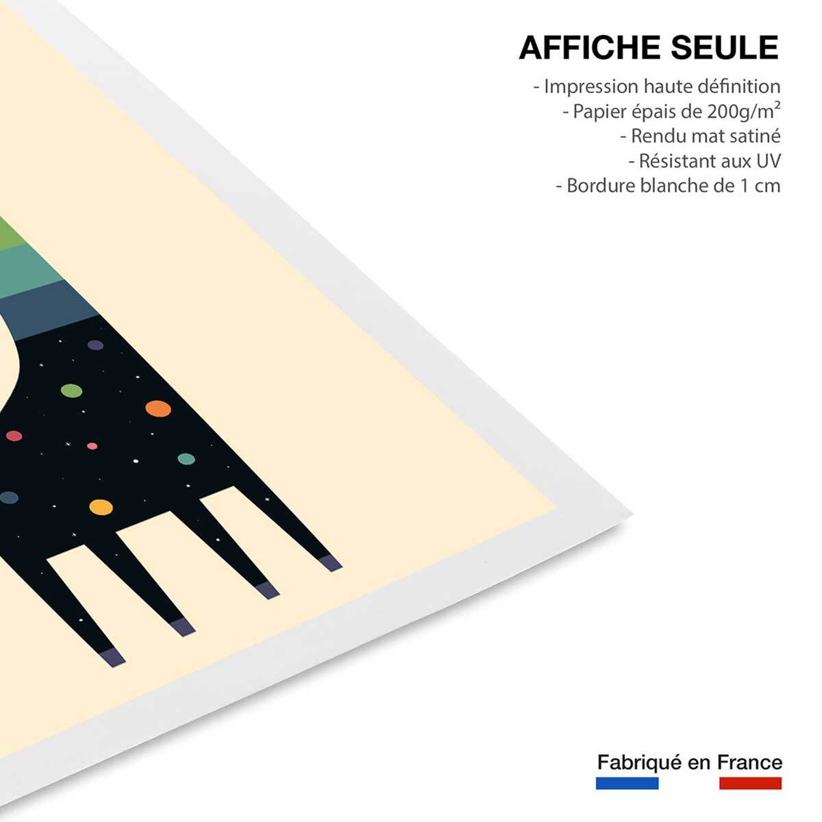 Affiche enfant girafe galaxie  Affiche seule