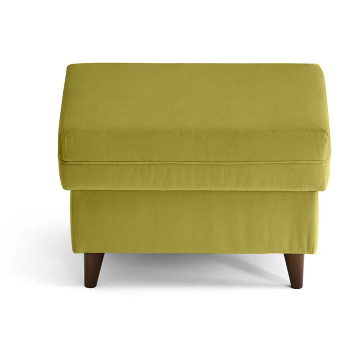 Brooke - pouf en velours pieds en bois - Vert Olive